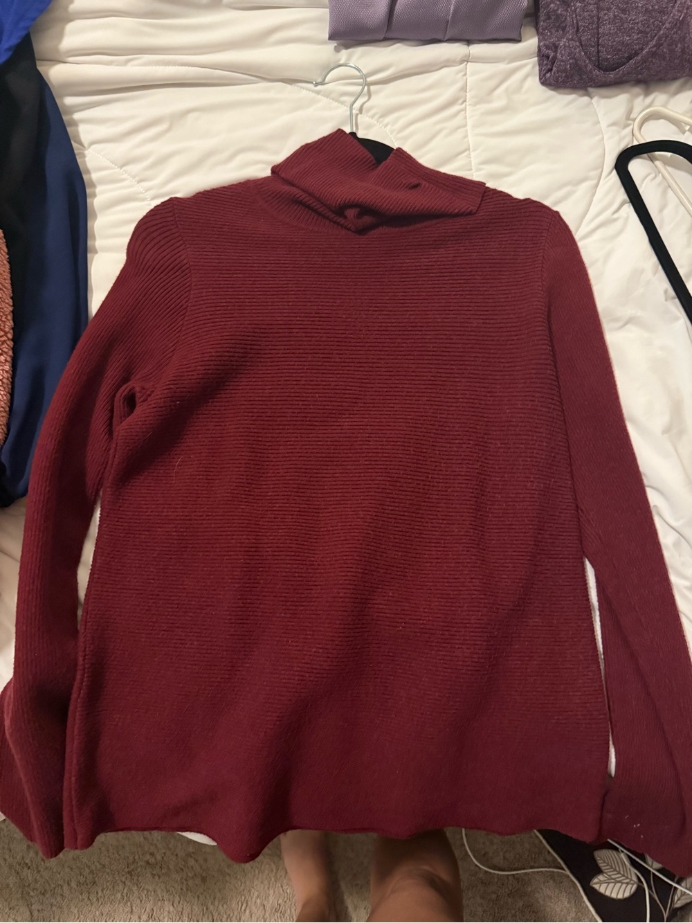 Pink Clover Burgundy Ribbed Turtleneck Sweater